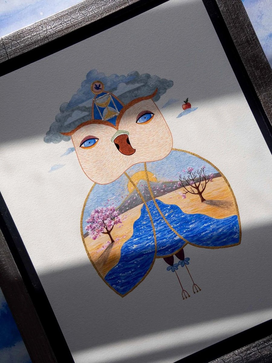 Surrealistic Animal Painting By Eve Devore, 10 X 12, The River Of Time, Original Artwork