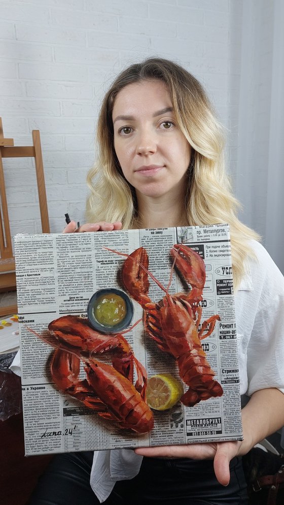 Lobster on a newspaper