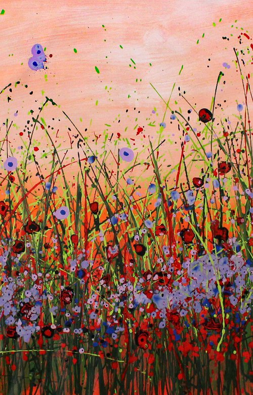 "Last Summer" #2  - Large original abstract floral painting by Cecilia Frigati