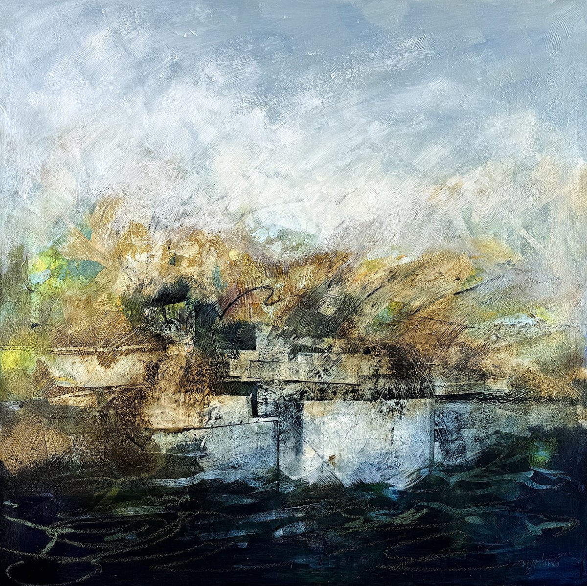 Turbulent Harbour By Marijean Harris, 36 X 36, Artwork For Sale On Artfinder