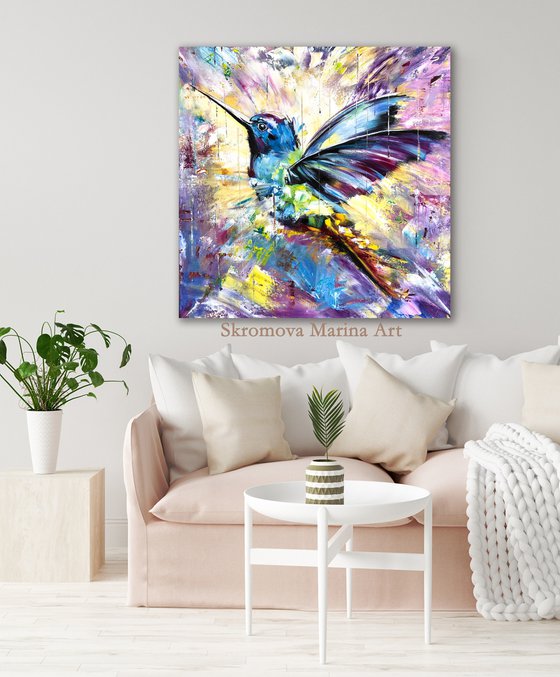 ENERGY OF LIFE -  Hummingbird. Exotic bird. Fabulous bird. Abstract bird. Bird paradise. Colorful. Multi-colored. Positive. Rainbow.