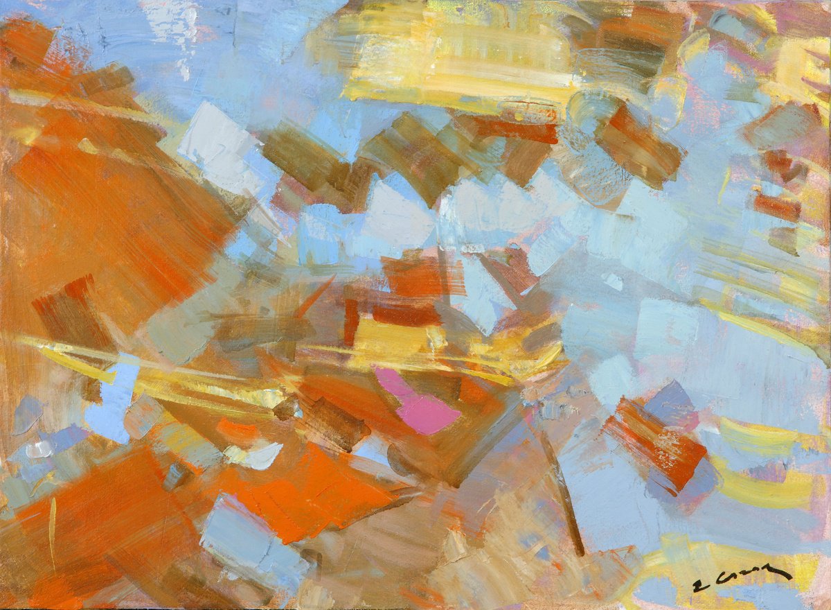 Expressive Abstract Oil Painting By Eugene Segal, 22 X 16, Abstract, Original Artwork