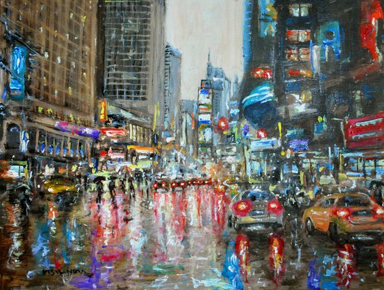 New York City streets in Rain 3, 16x12 in