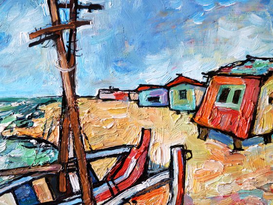 Fishing boats and home.
