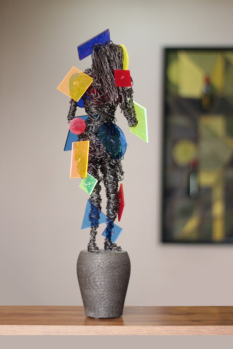 Abstract Portrait Sculpture By Karen Axikyan, 6 X 20", Chasing Fashion, Original Artwork