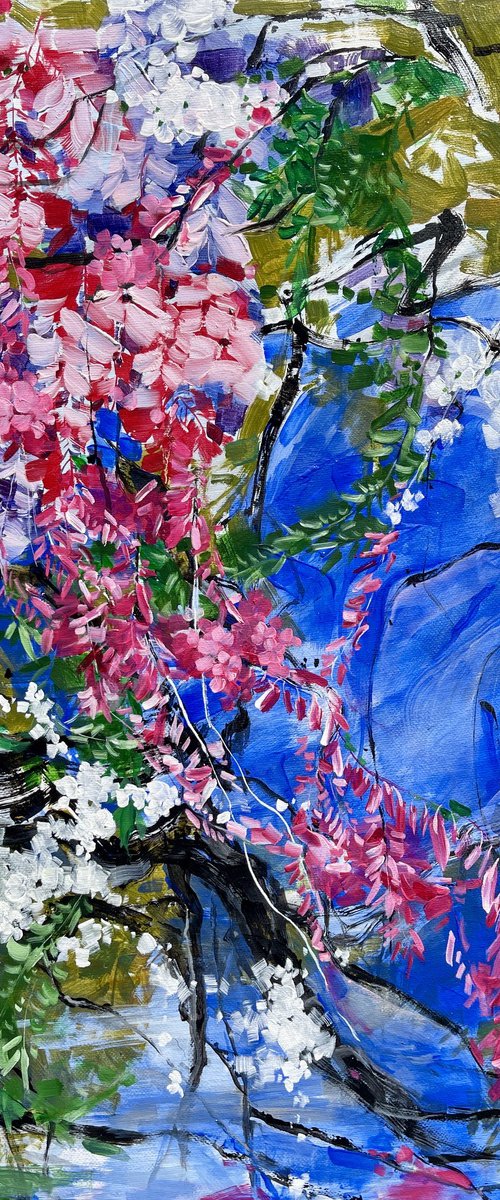 Wisteria with blue by Tina Ding