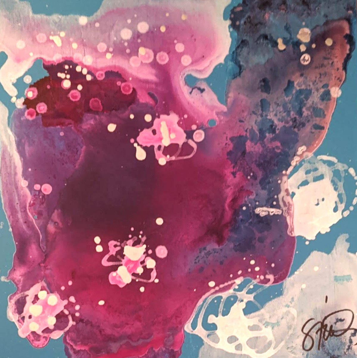 Abstract Painting By Shelli Finch, 12 X 12", Birthday Bash, Original Artwork