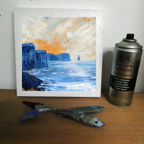 Blue Moonlit Seastack