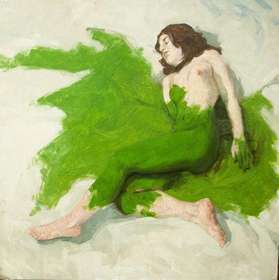 nude woman with green