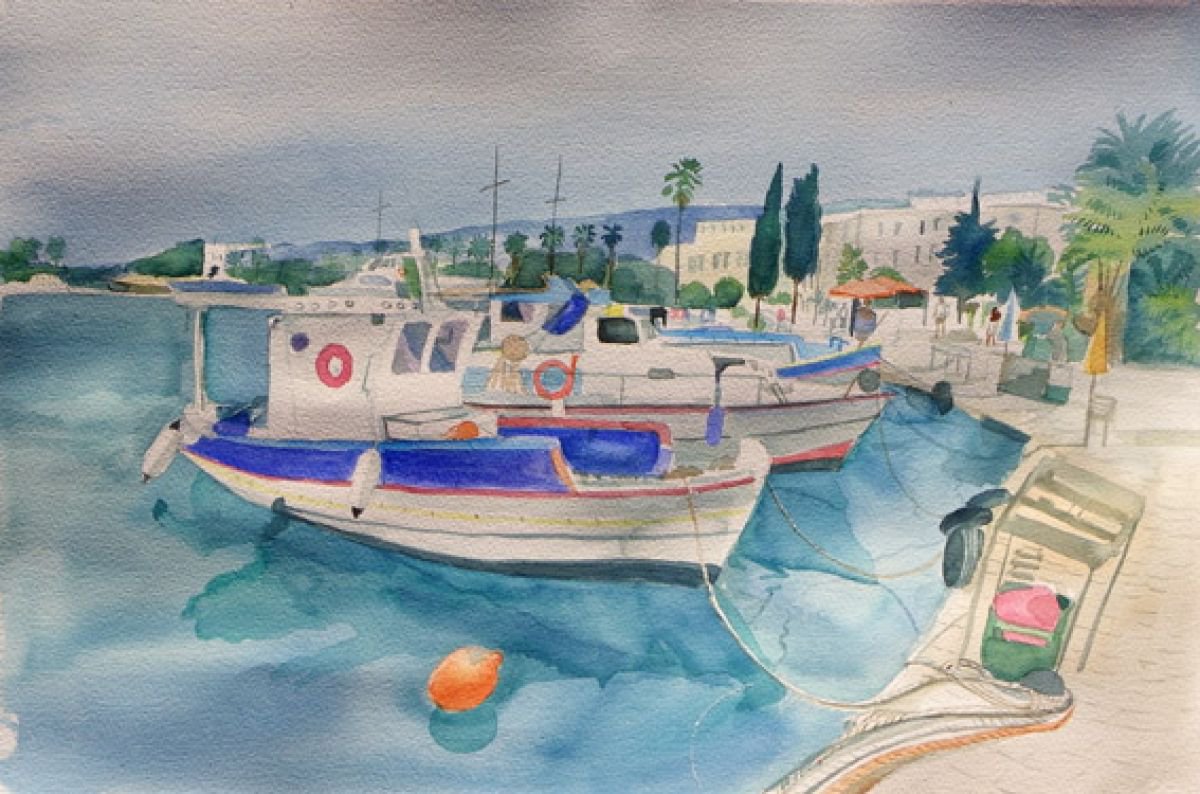 Boats in the Harbour by Mary Stubberfield