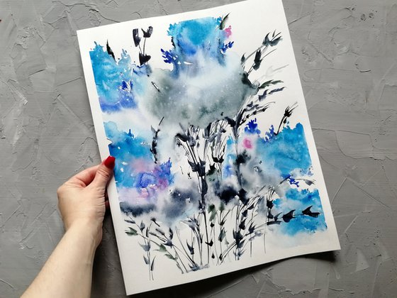 Hydrangea flowers painting