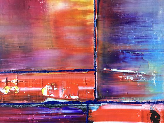 "Instant Nirvana" - Save As A Series - Original Xt Large PMS Abstract Triptych Oil Paintings On Canvas - 66" x 44"