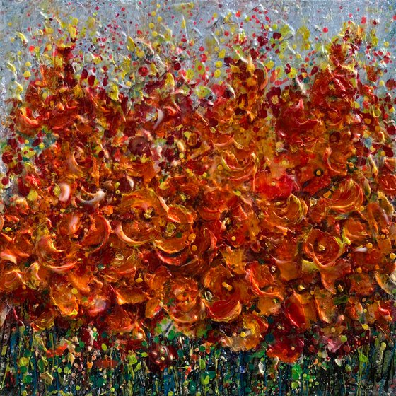 Splatter Symphony: Poppies in Full Bloom