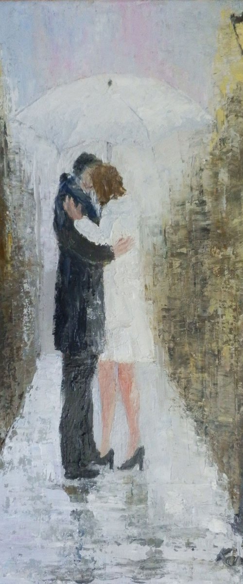 Kissing under the rain by Maria Karalyos
