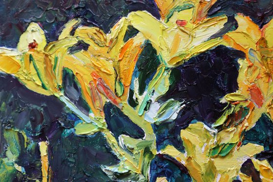 Yellow lilies, sultry day