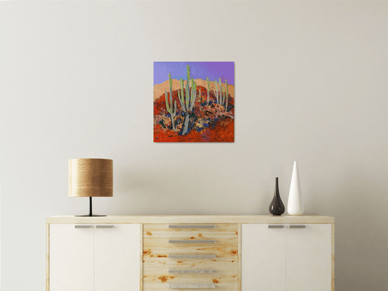 Morning in the Desert, Saguaro Cactuses