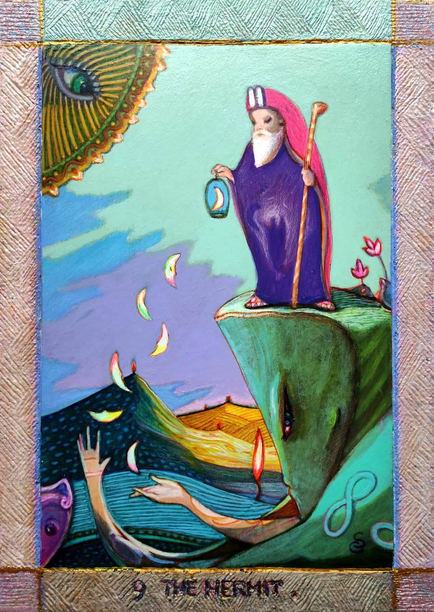 Illustrative Portrait Painting By Carlo Salomoni, 10 X 14, The Hermit, 9, Original Artwork