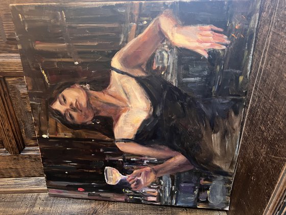 Woman in a bar