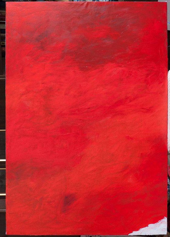 Red and White. xl large abstract painting