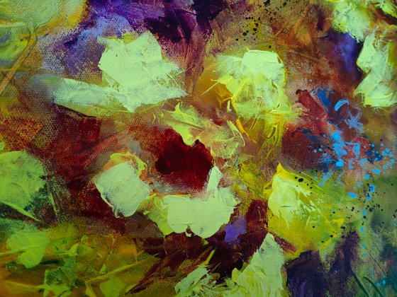 "Blooming Symphony: A Dazzling Daffodil Dance" from "Colours of Summer" collection, abstract flower painting