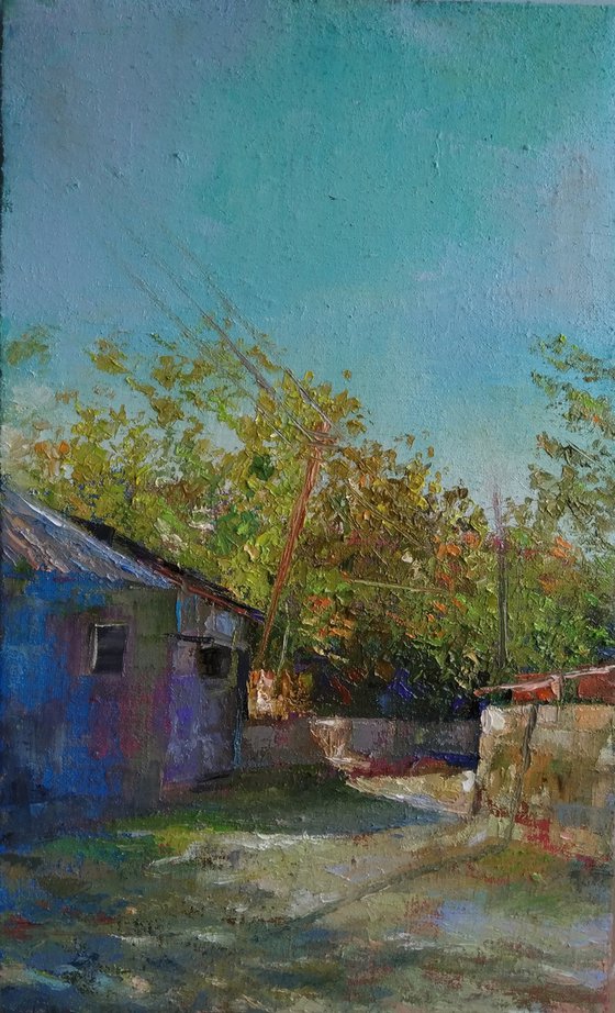 In the village (30x50cm, oil painting, impressionistic)