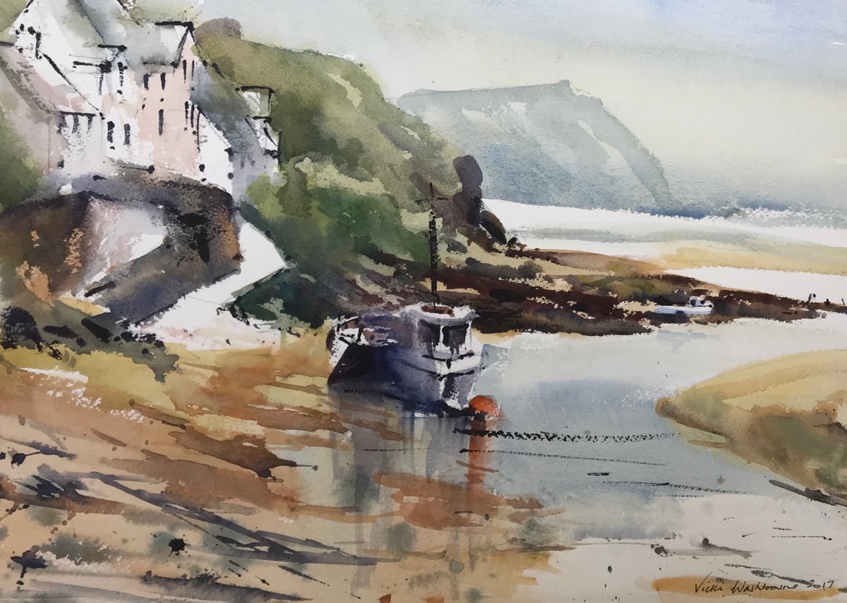 Incoming tide at Parrog by Vicki Washbourne