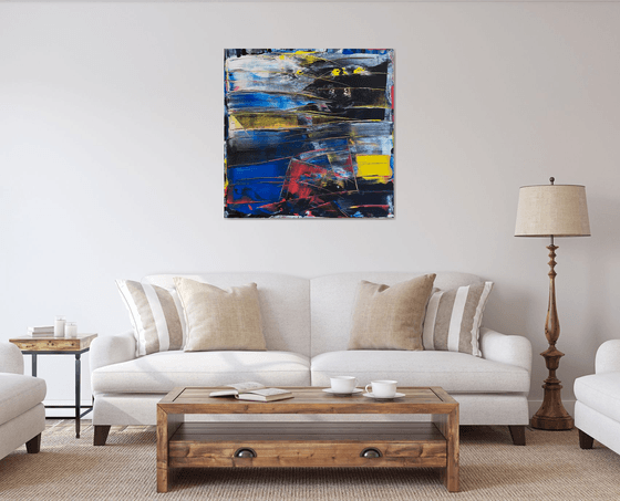 "Cut To Pieces" - Original PMS Large Abstract Acrylic Painting On Canvas - 36" x 36"