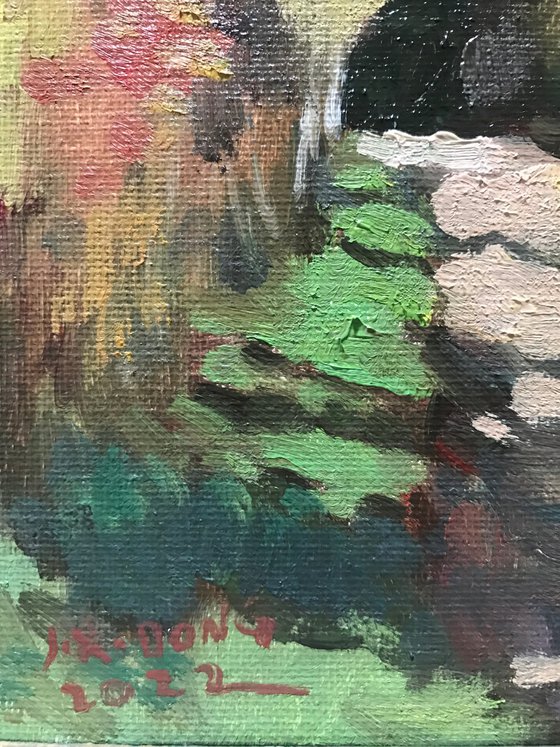 Original Oil Painting Wall Art Signed unframed Hand Made Jixiang Dong Canvas 25cm × 20cm Landscape The Pathways of Mesopotamia Small Impressionism Impasto