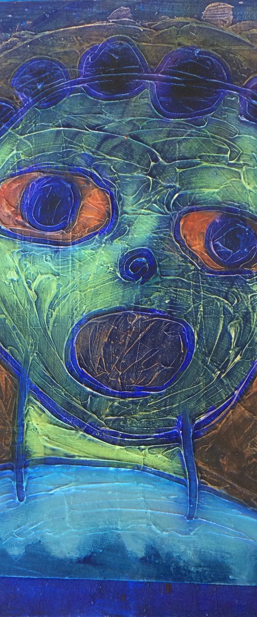 Face in blue and green by Gabo Mendoza