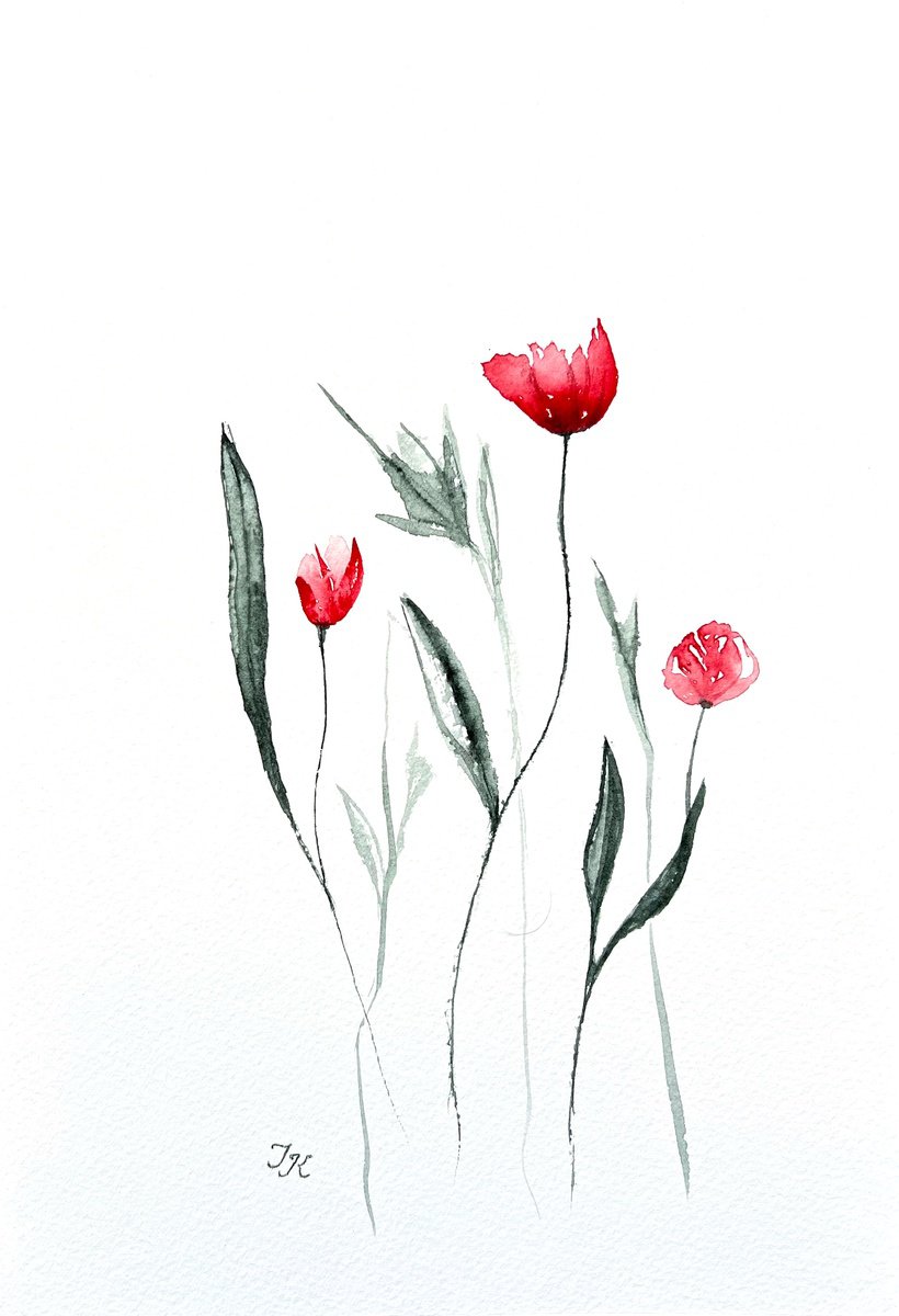 Organic Botanical Watercolour By Tetiana Kovalova, 7 X 11", Fantasy Flowers #2, Original Artwork