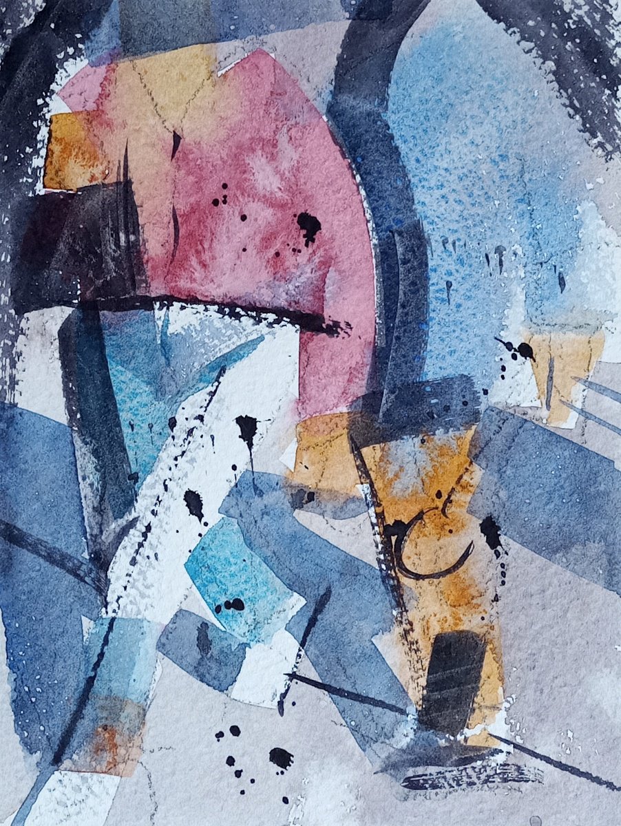 Walking couple - abstract watercolor by Tollo Pozzi
