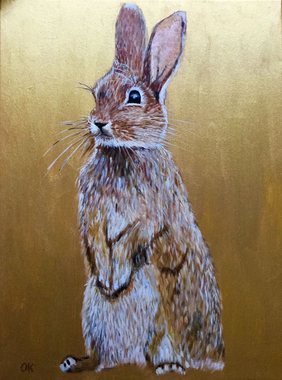 Golden bunny.  Inspired by "Watership Down ".