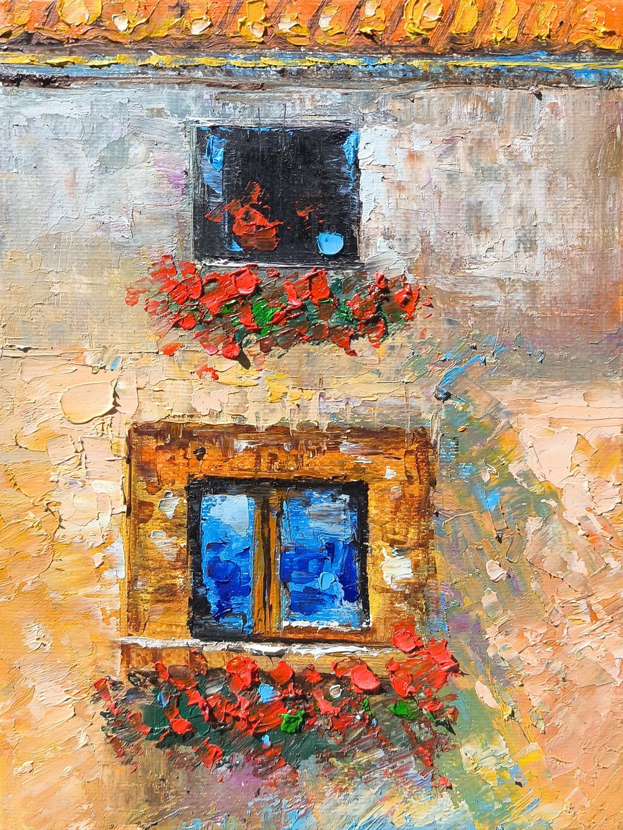 Impressionistic Still Life Oil Painting By Narek Qochunc, 6 X 8", Blossoms By The Window, Original Artwork
