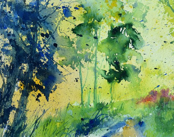 Forest path - watercolor