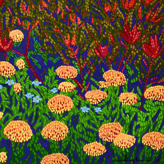 Golden Gate View With Flowers