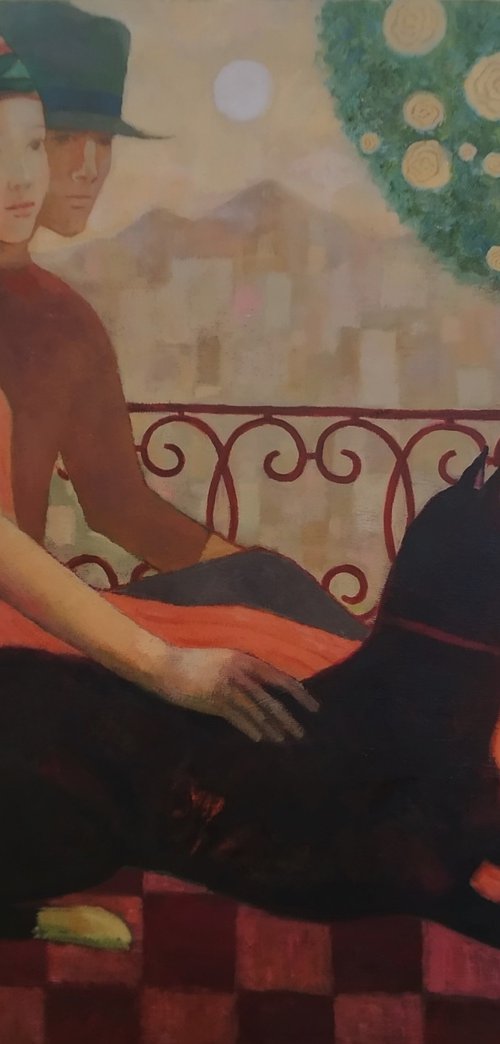 Two with a dog by Elinor Brodsky