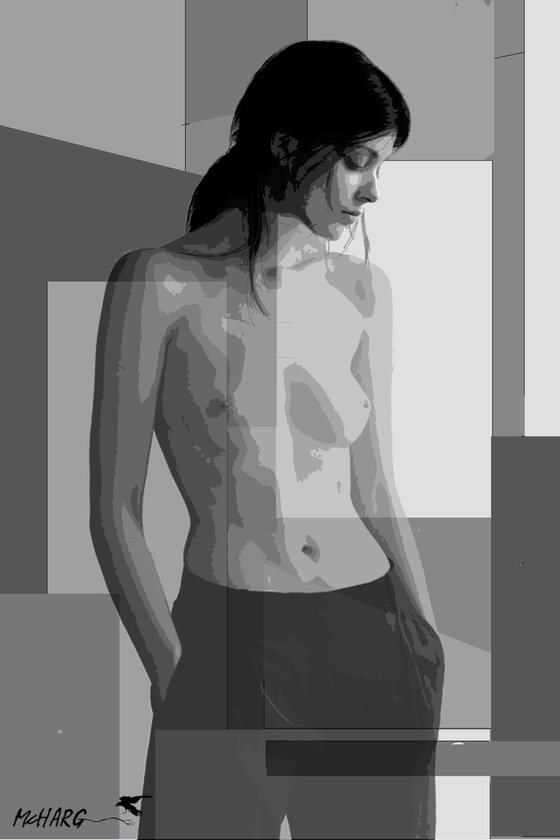 NUDE IN BLACK AND GREY 4   33"X49.5"