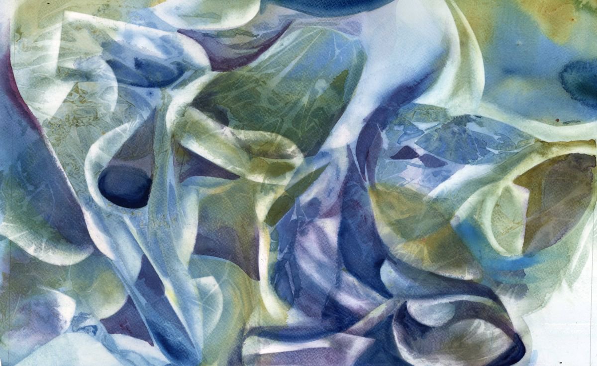 Abstract Watercolour By Alfred Ng, 21 X 14, Water, Air And Movement, Original Artwork