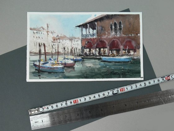 Pescheria, Venice, original Hand painted venetian Landscape.
