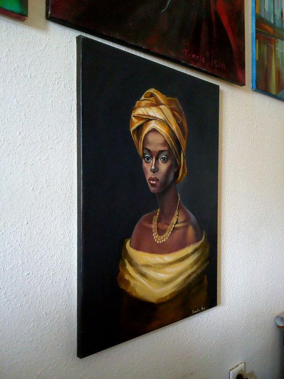 " Woman in Yellow " - 50 x 70cm Original Oil Painting