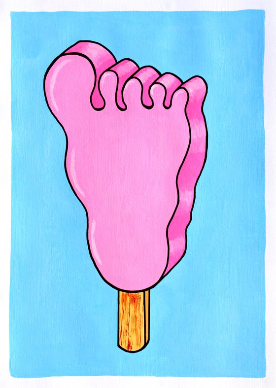 Funny Feet Ice Lolly - Pop Art Painting On A4 Paper (Unframed)