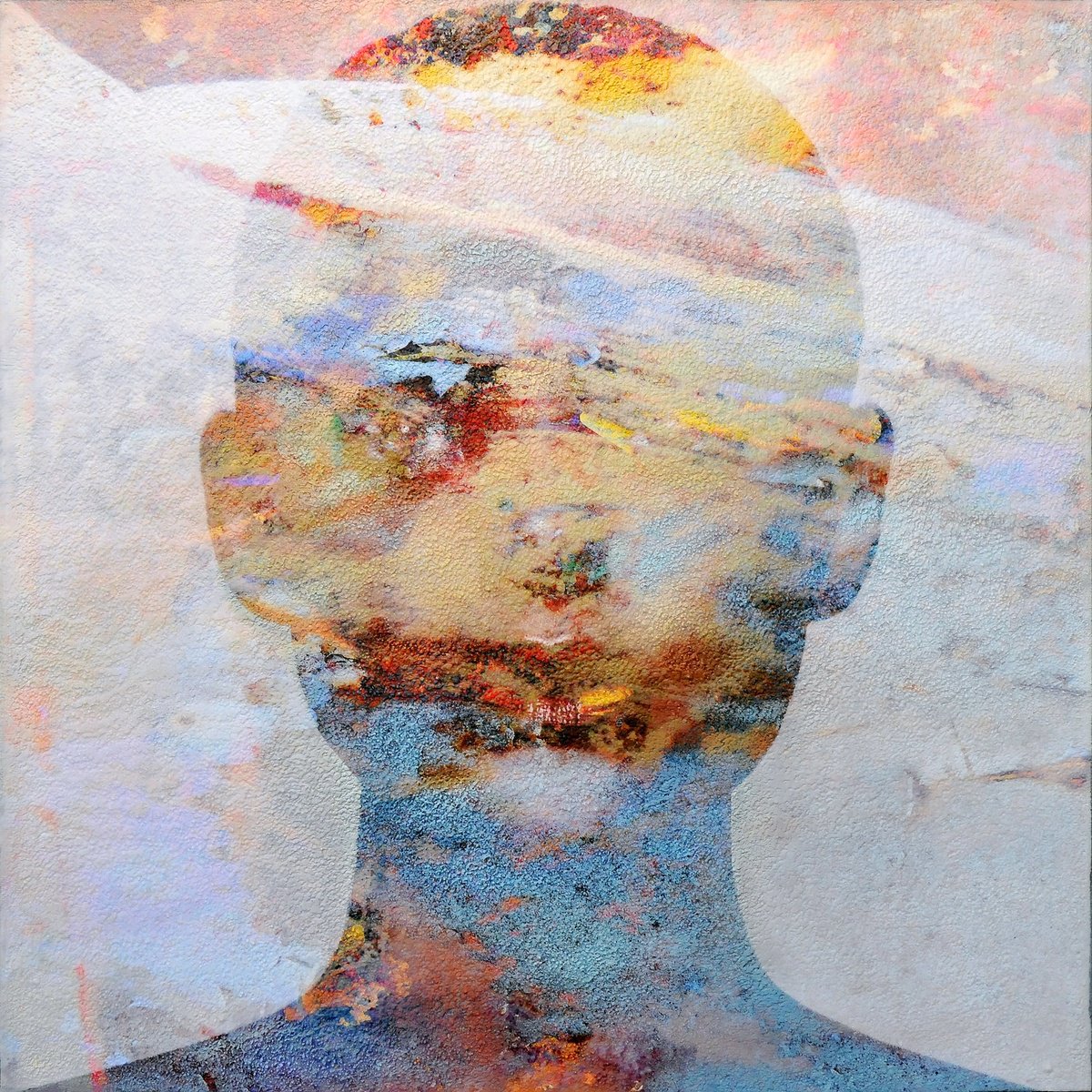 Portrait Painting By Karin Vermeer, 39 X 39", Calcite, Original Artwork