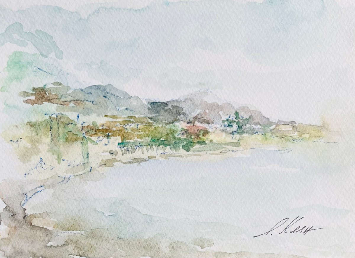 Impressionistic Landscape Watercolour By Elena Klyan, 8 X 6, France Cote D