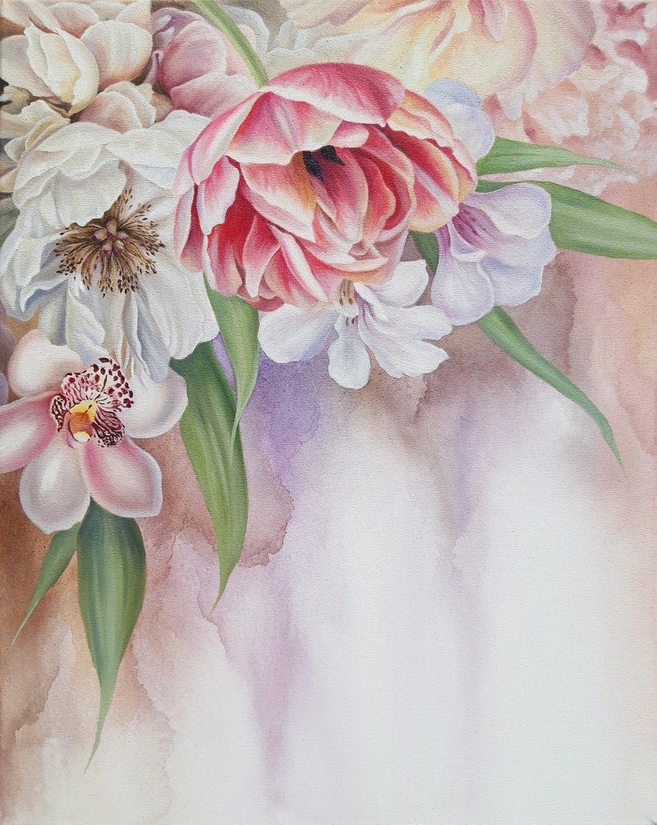 Tenderness, floral painting by Anna Steshenko