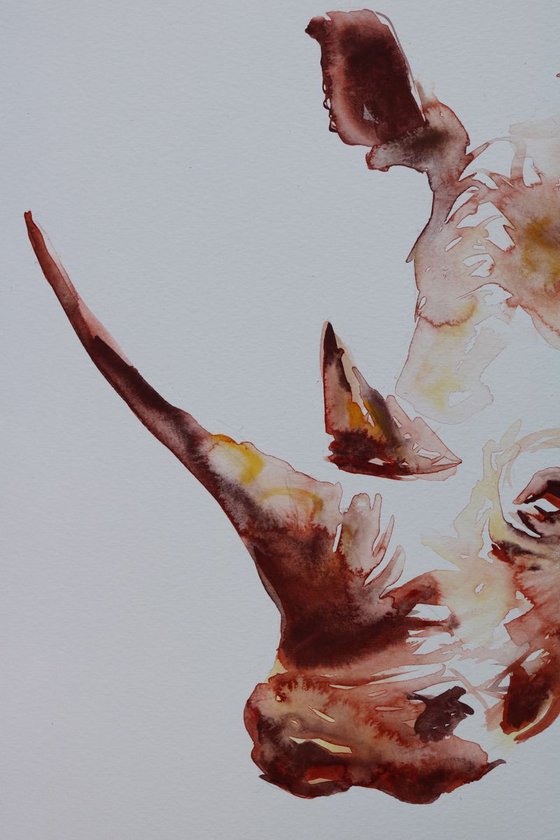 Rhinoceros painting “Last of the Herd”