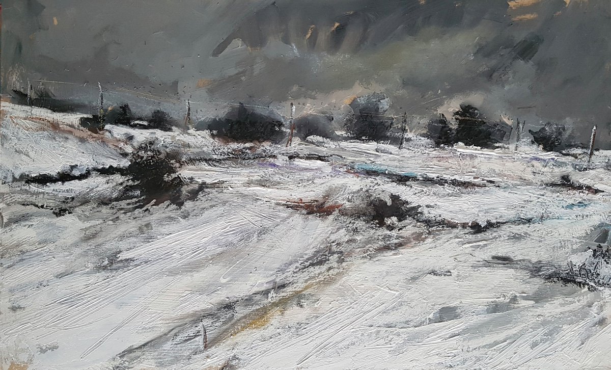 Christmas landscape Yorkshire oil painting 2 by Wim van de Wege