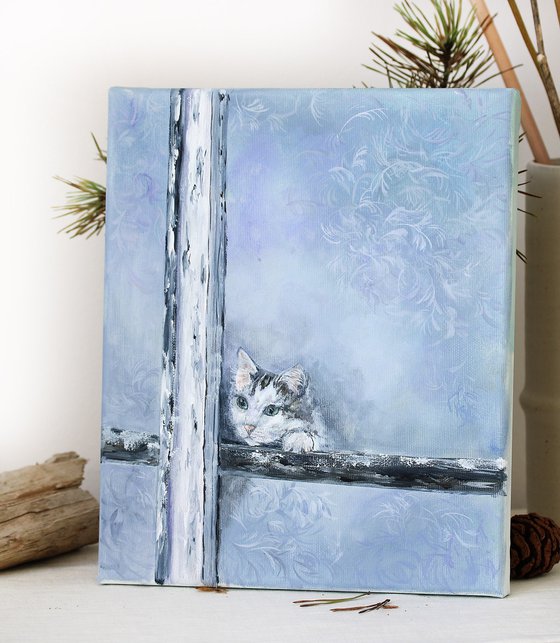 Cat by the Frozen Window