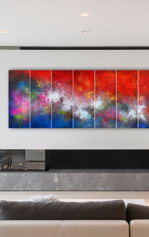 210x80cm. /Panoramic Painting  / 7 in 1 / Alex Senchenko © 2019 /  Ice and Flames by Alex Senchenko