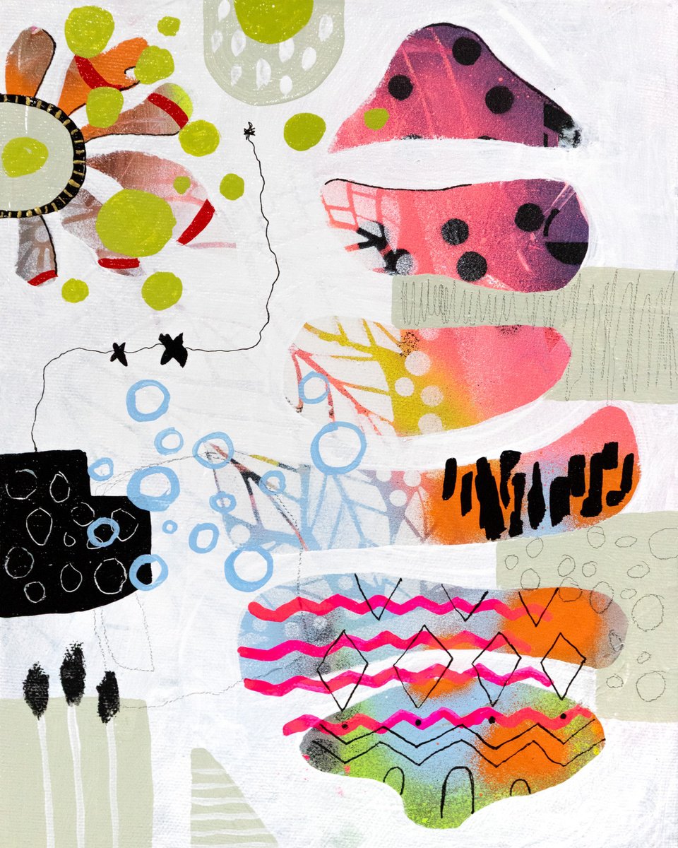 Abstract Acrylic Painting By Chantal Proulx, 8 X 10, Espiegle, Original Artwork