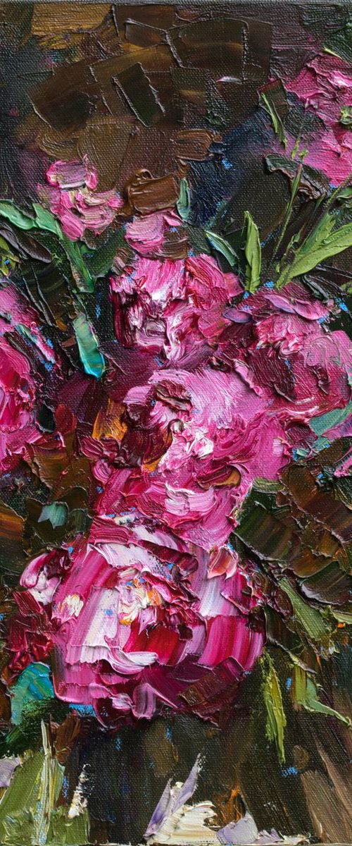 Magenta Peonies Original oil painting by Anastasiia Valiulina